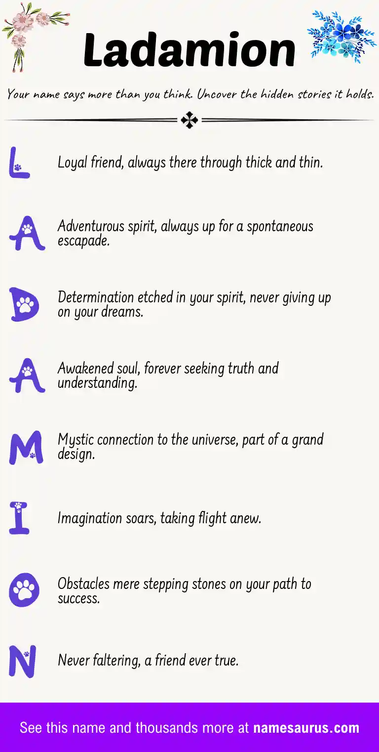 Acrostic poem about Ladamion.