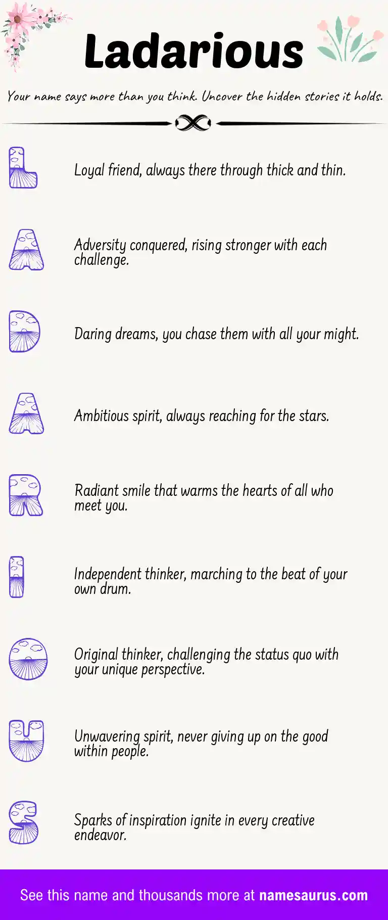 Acrostic poem about Ladarious.