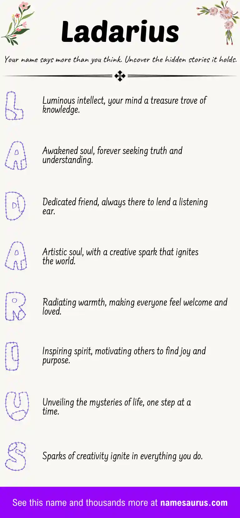 Acrostic poem about Ladarius.