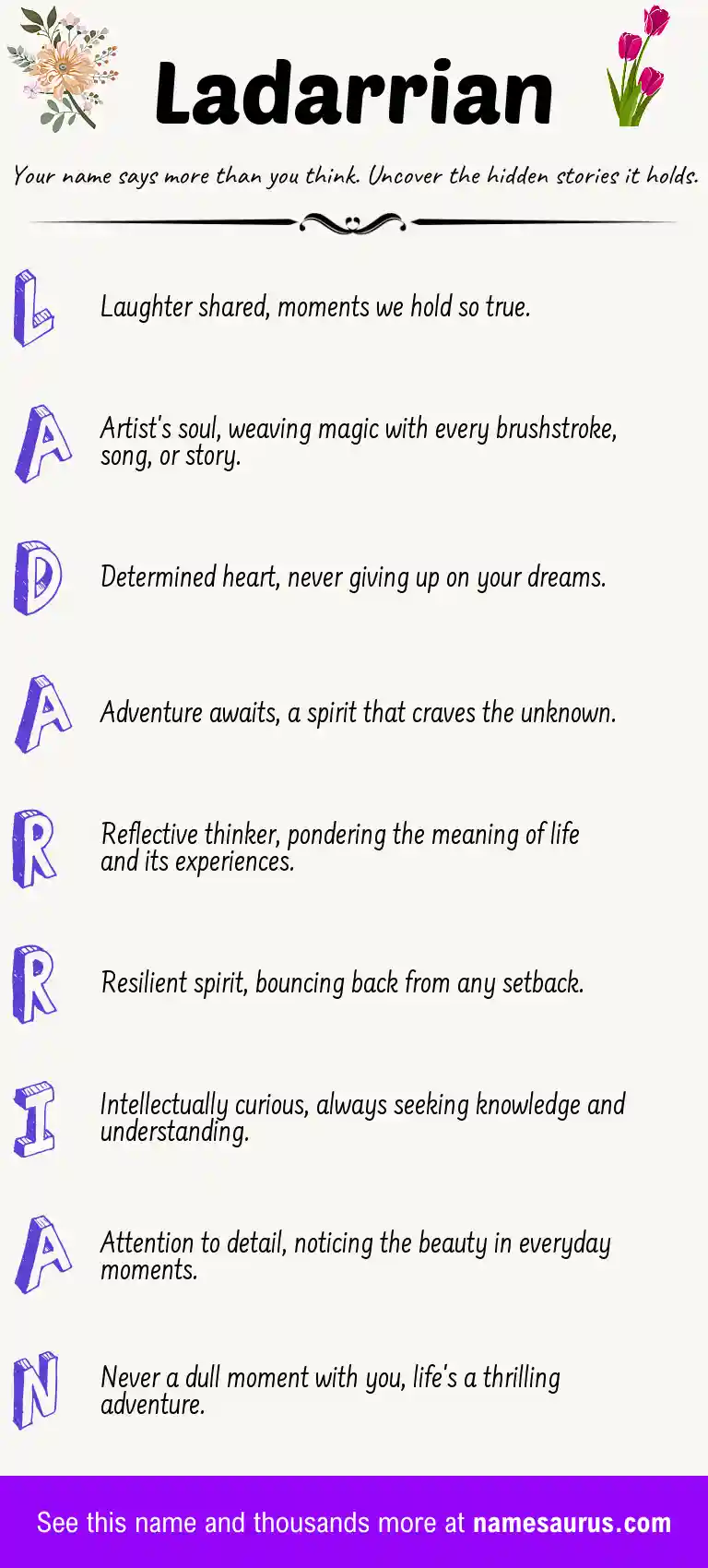 Acrostic poem about Ladarrian.