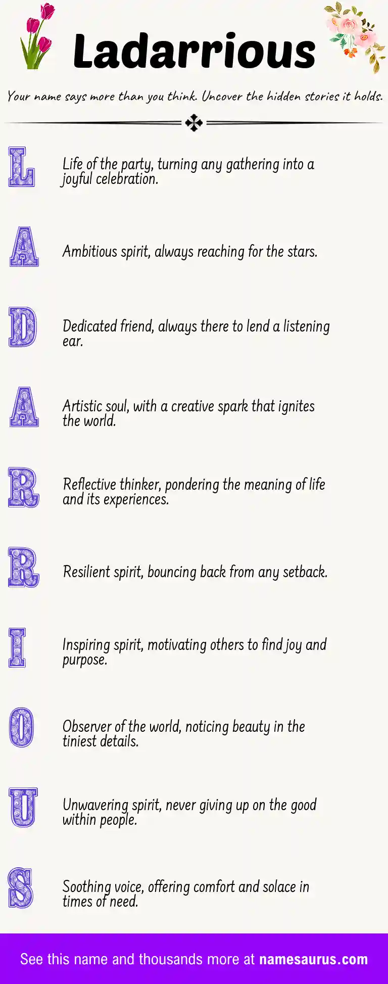 Acrostic poem about Ladarrious.