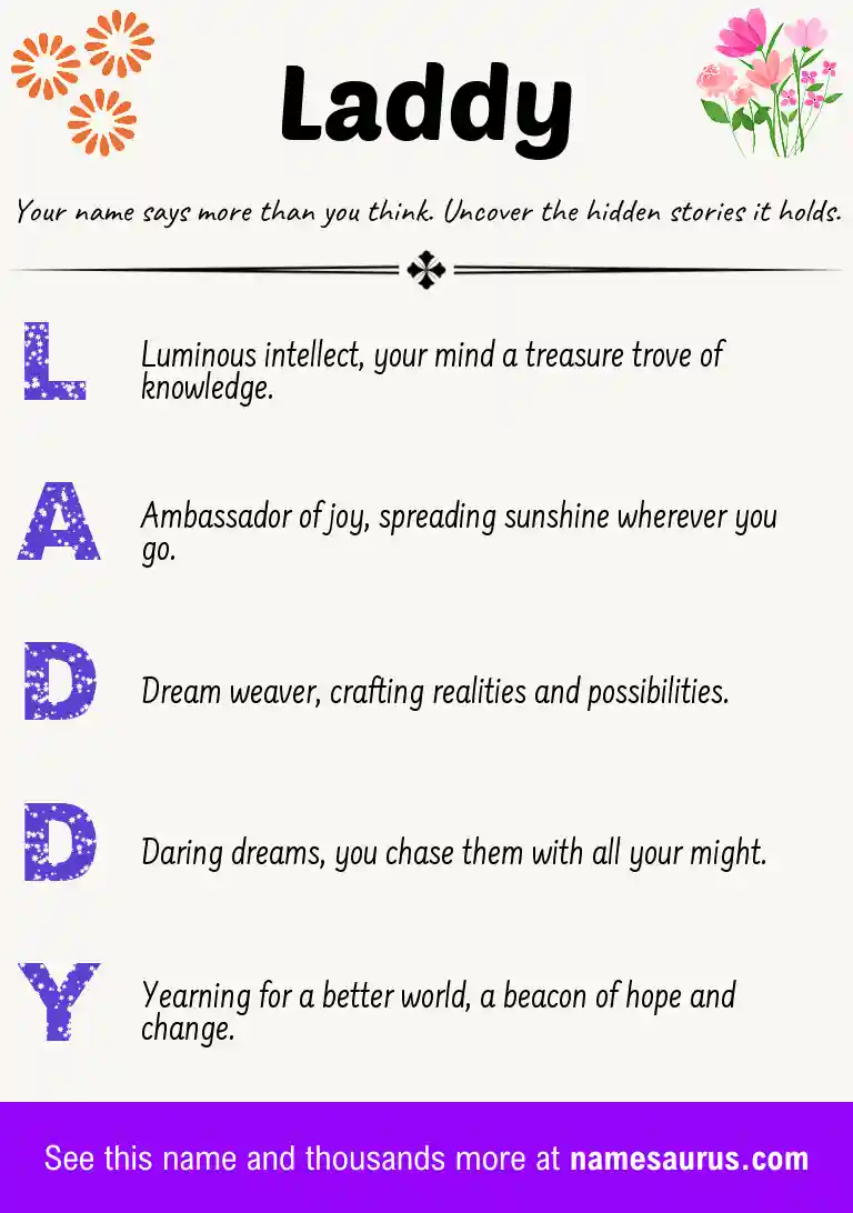 Acrostic poem about Laddy.