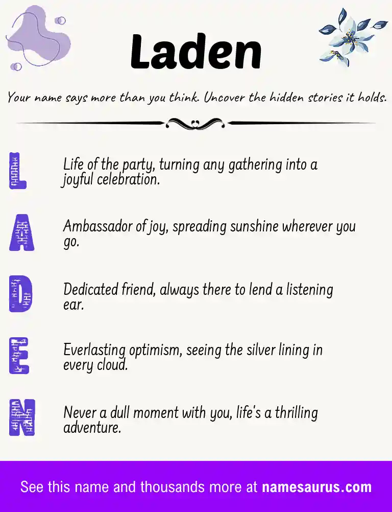 Acrostic poem about Laden.