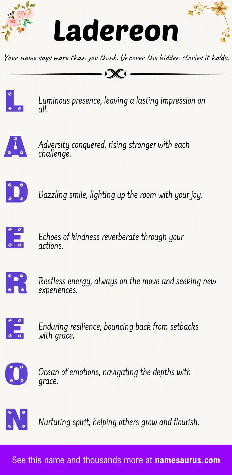 Acrostic poem about Ladereon.