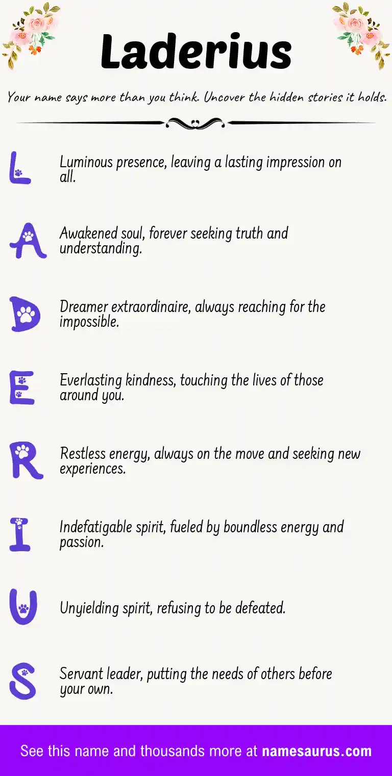 Acrostic poem about Laderius.