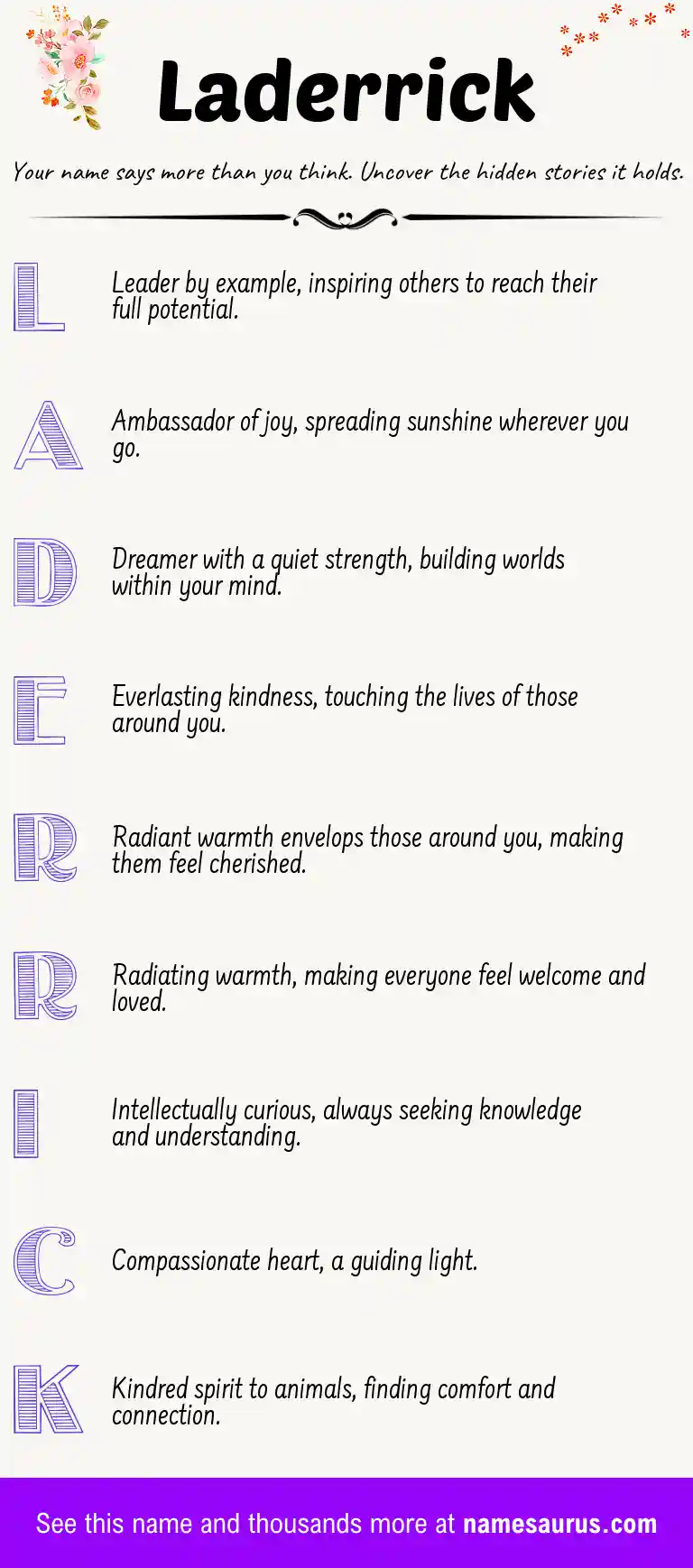 Acrostic poem about Laderrick.