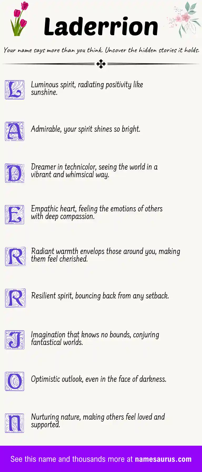 Acrostic poem about Laderrion.
