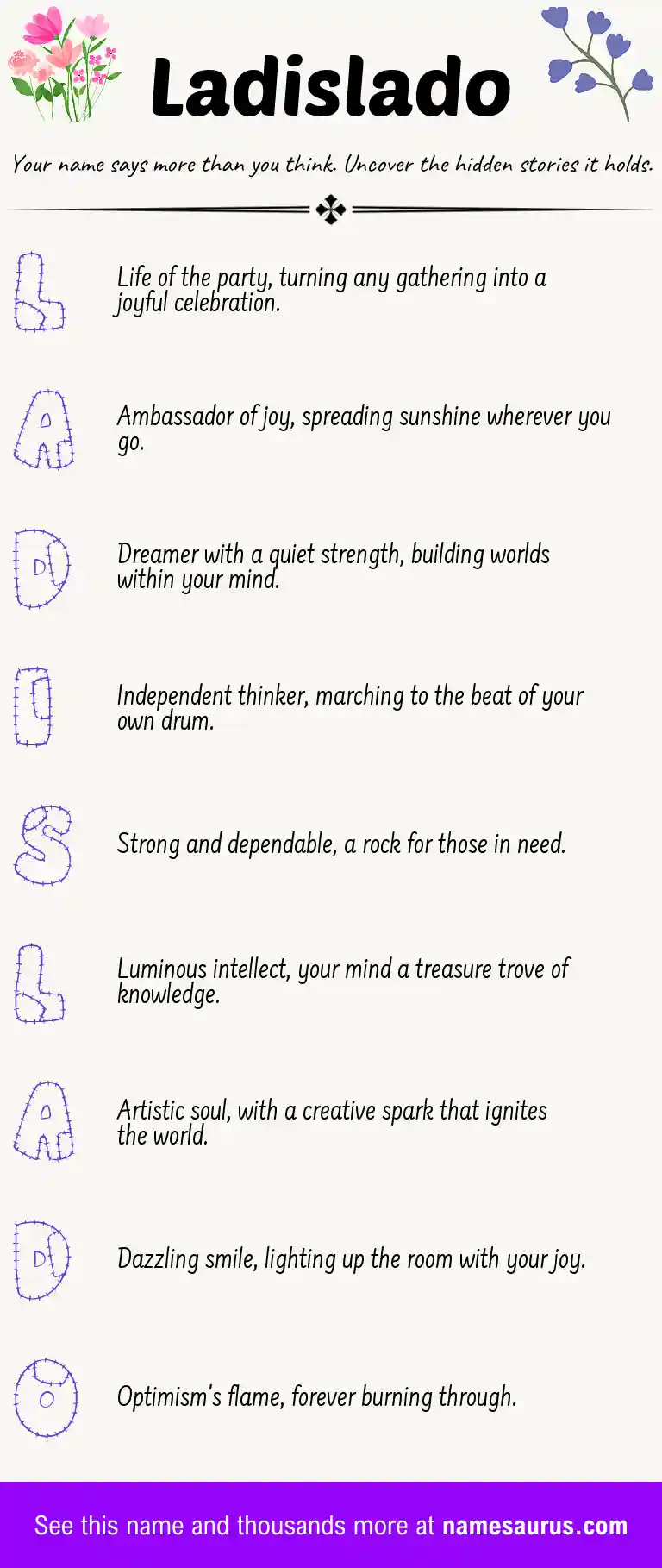 Acrostic poem about Ladislado.