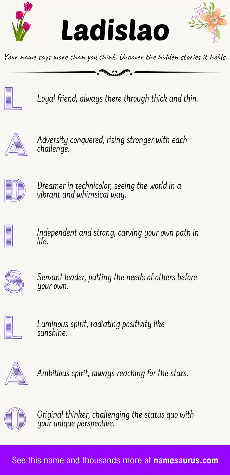Acrostic poem about Ladislao.