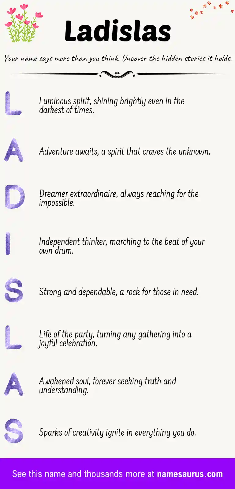 Acrostic poem about Ladislas.