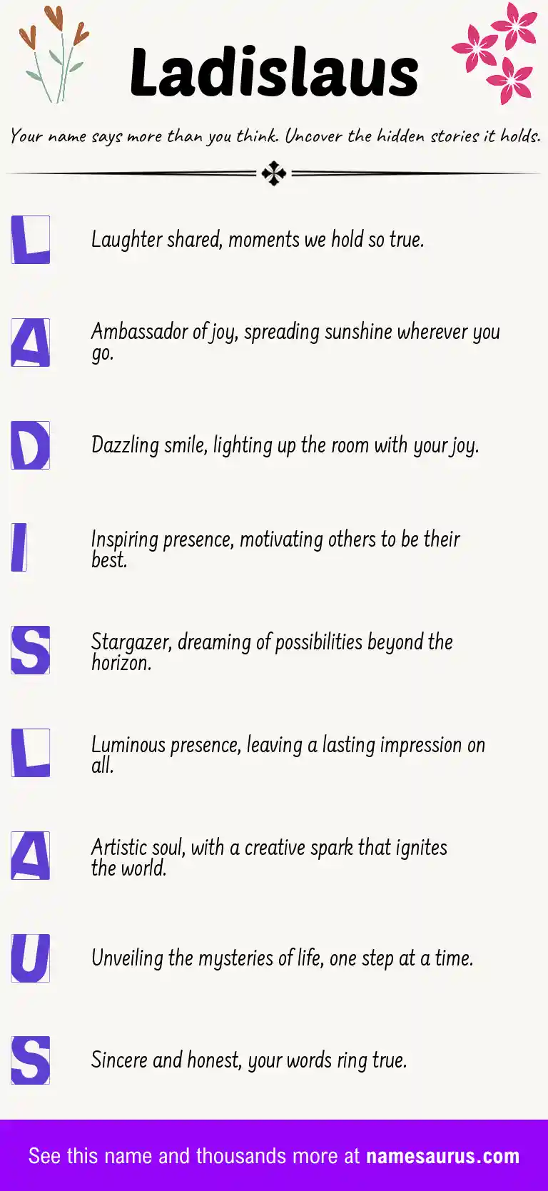 Acrostic poem about Ladislaus.