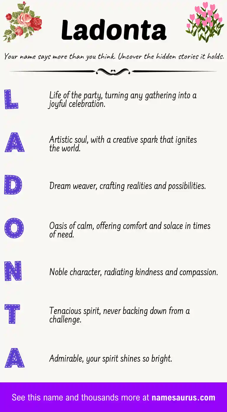 Acrostic poem about Ladonta.