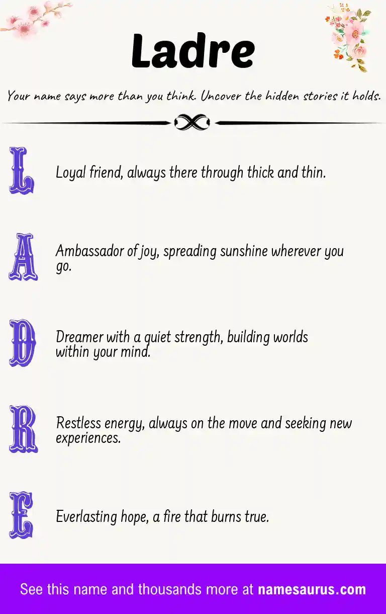 Acrostic poem about Ladre.