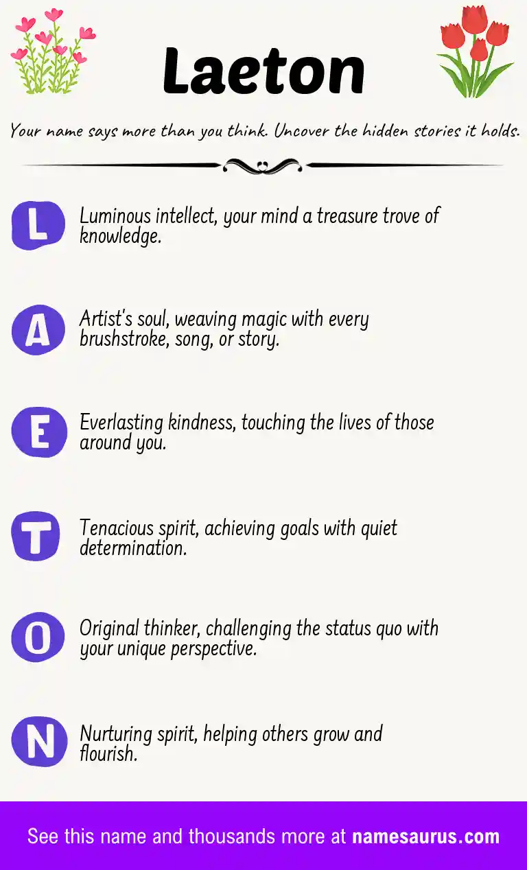 Acrostic poem about Laeton.
