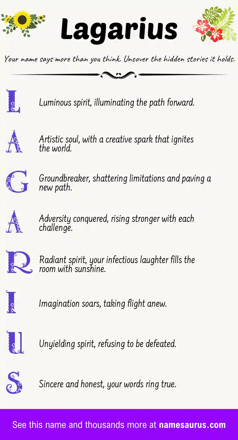 Acrostic poem about Lagarius.