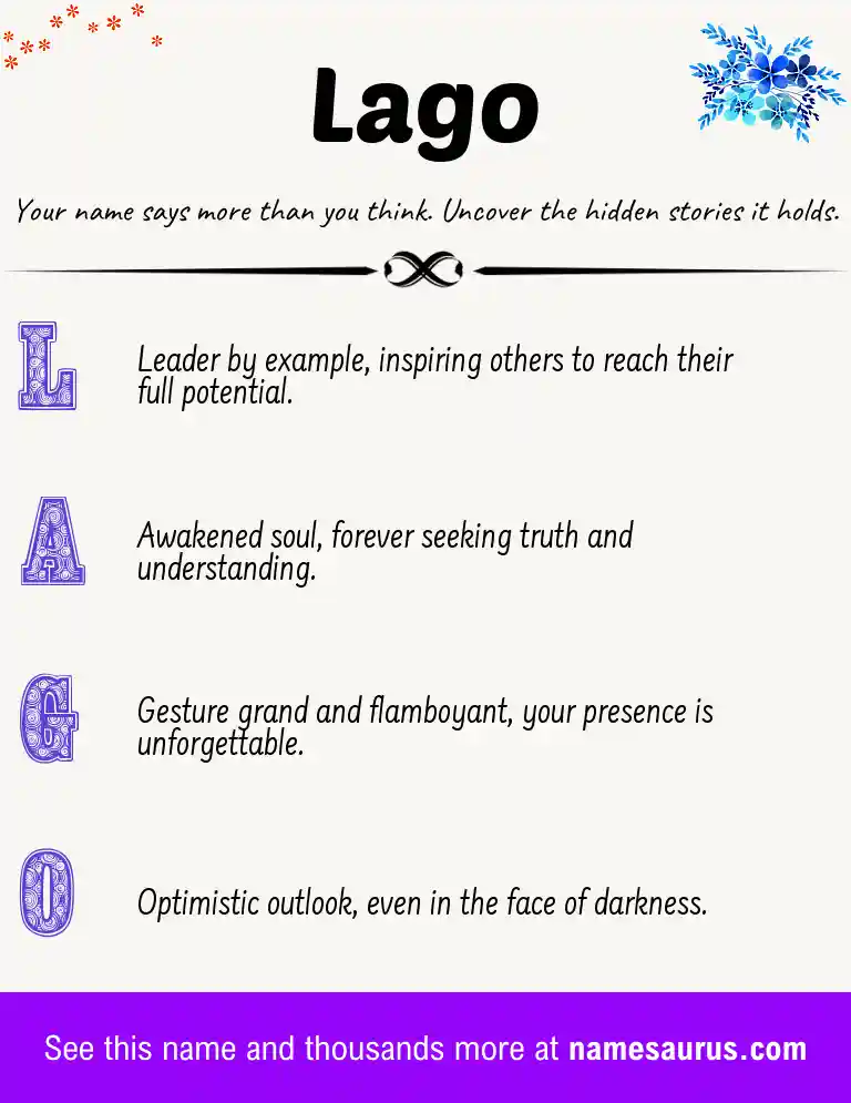 Acrostic poem about Lago.