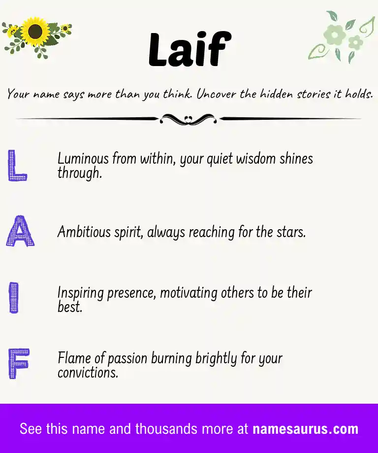 Acrostic poem about Laif.