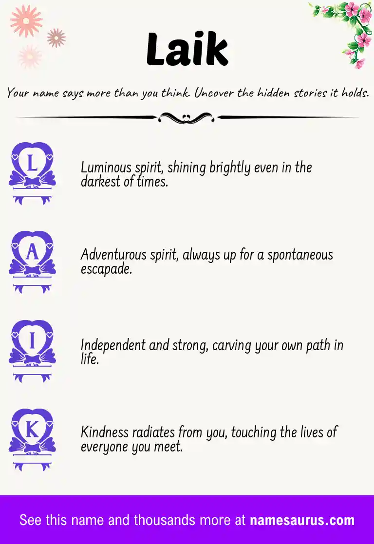 Acrostic poem about Laik.