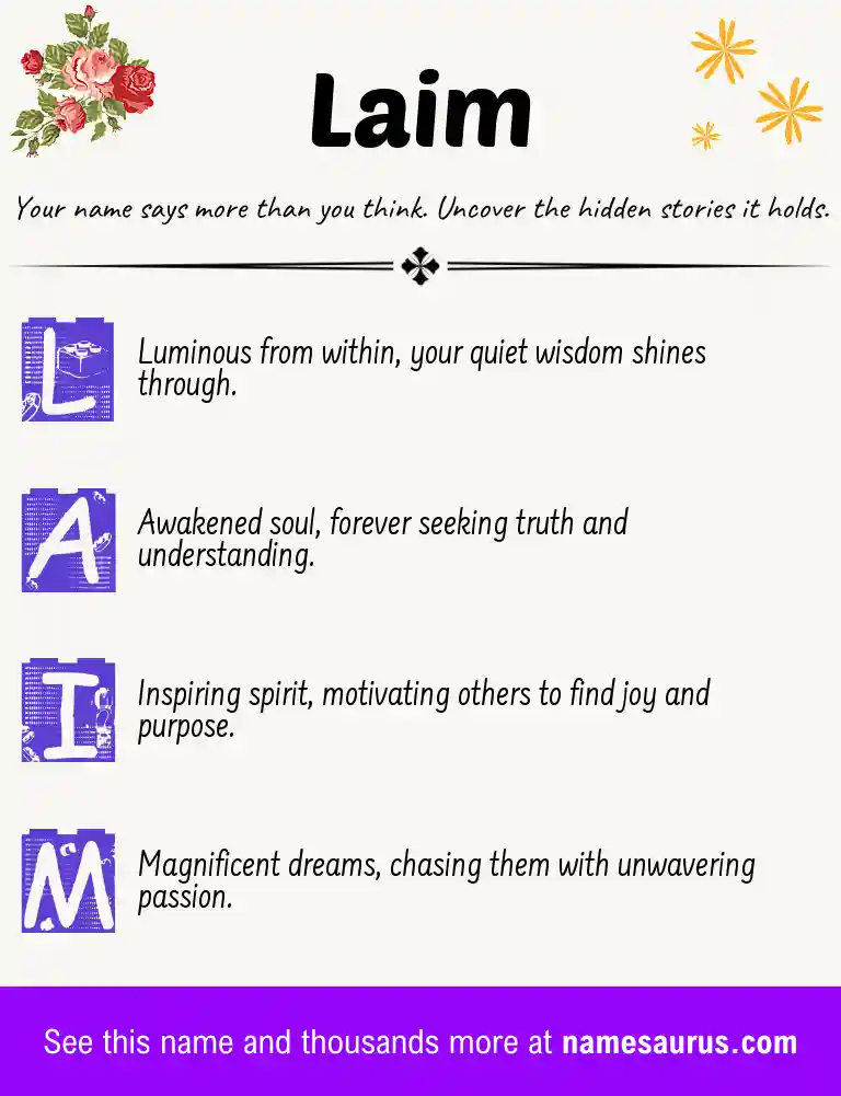 Acrostic poem about Laim.