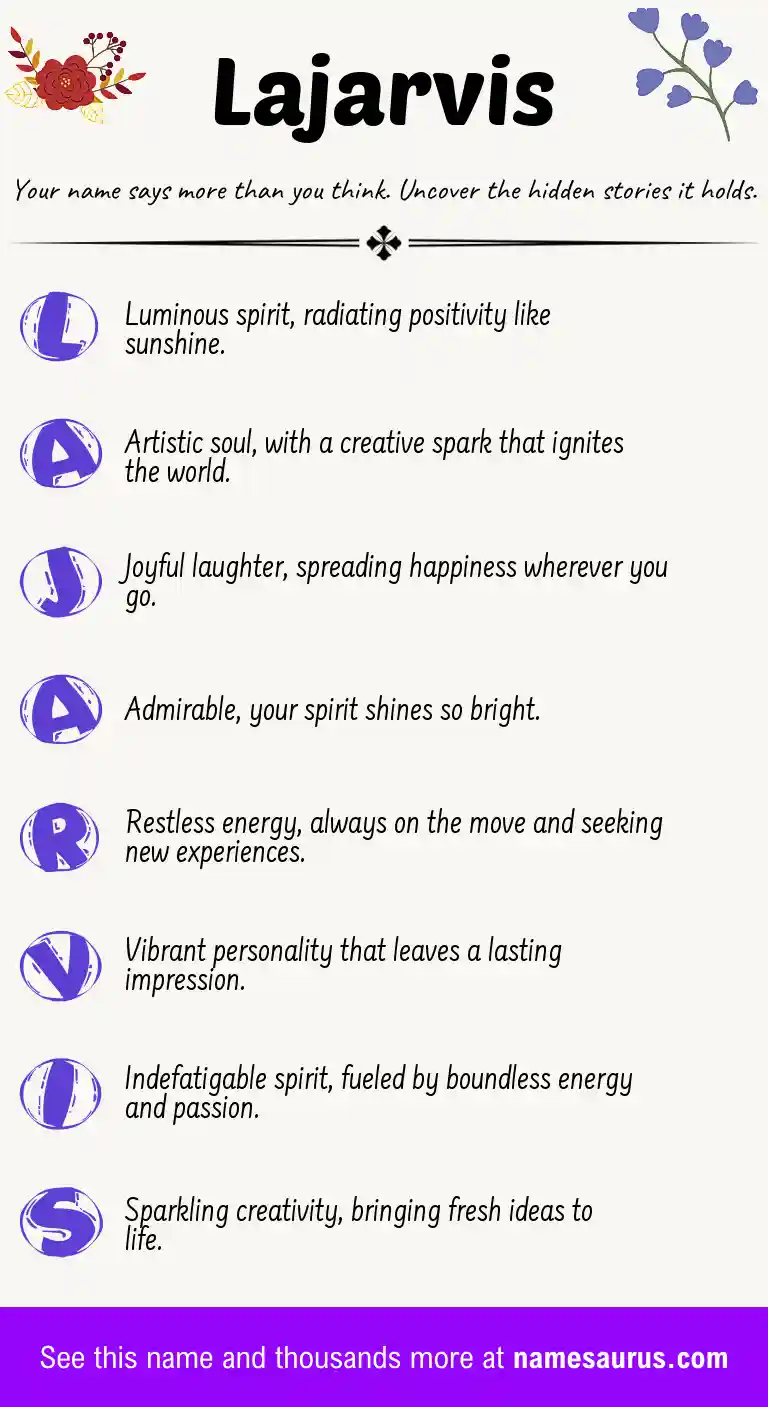 Acrostic poem about Lajarvis.