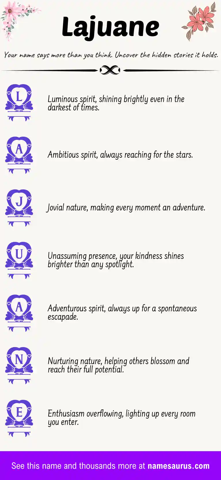 Acrostic poem about Lajuane.