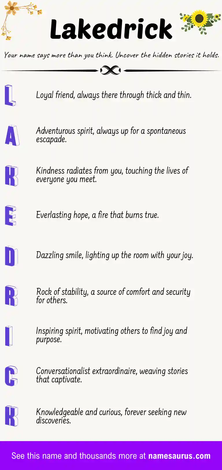 Acrostic poem about Lakedrick.