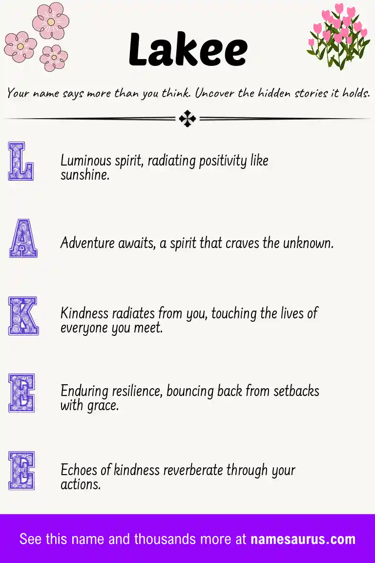 Acrostic poem about Lakee.