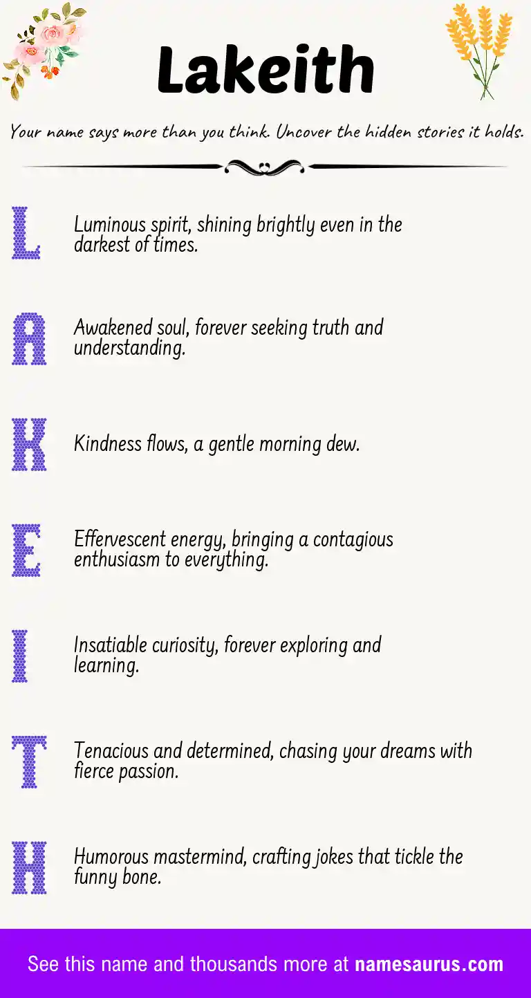 Acrostic poem about Lakeith.