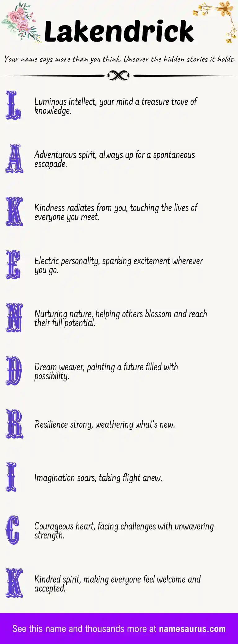 Acrostic poem about Lakendrick.