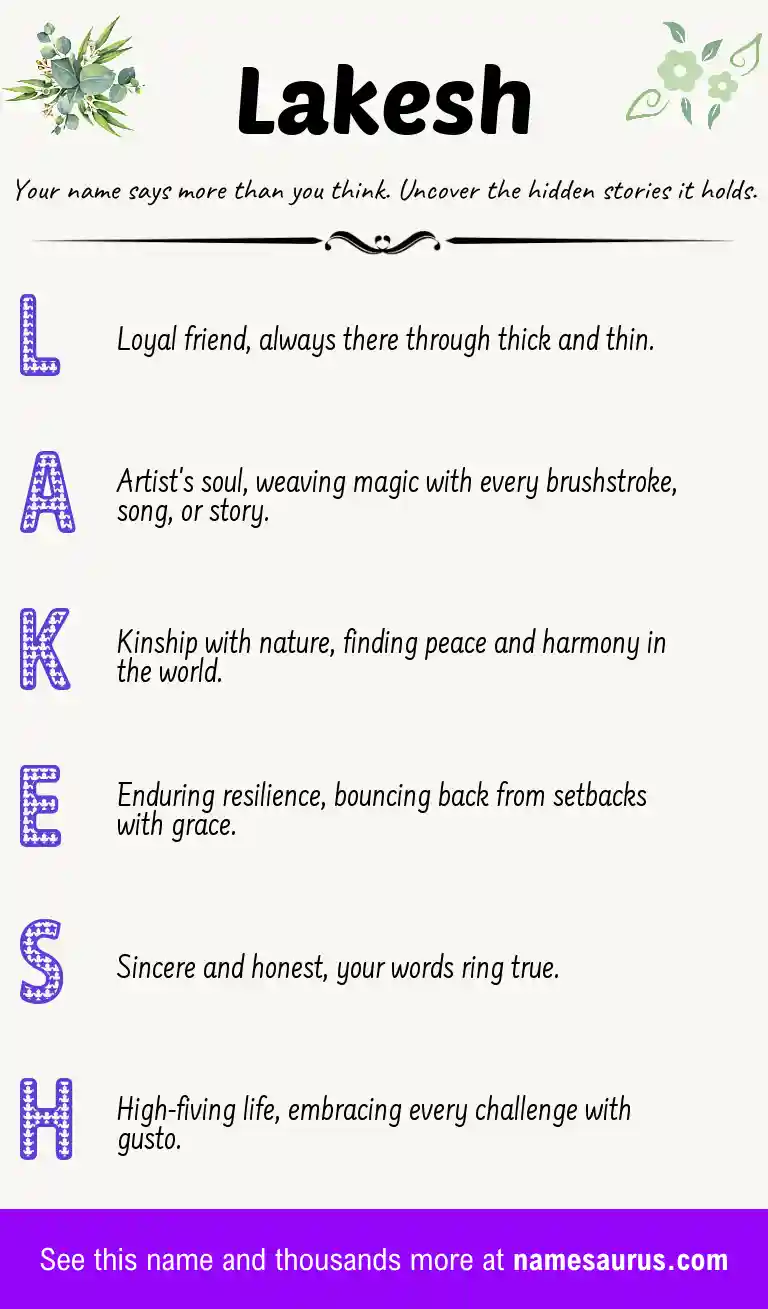 Acrostic poem about Lakesh.