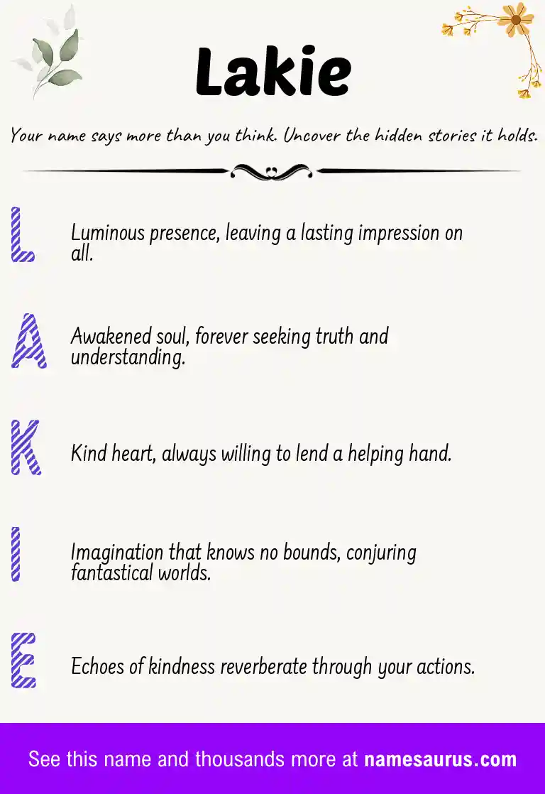 Acrostic poem about Lakie.