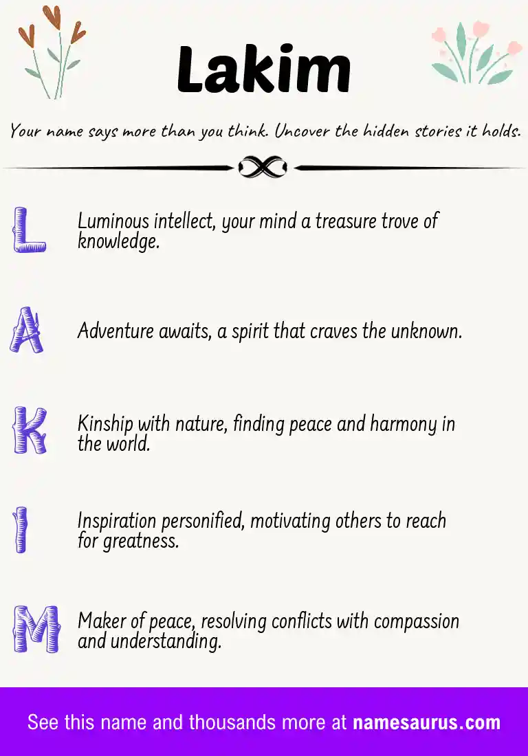 Acrostic poem about Lakim.