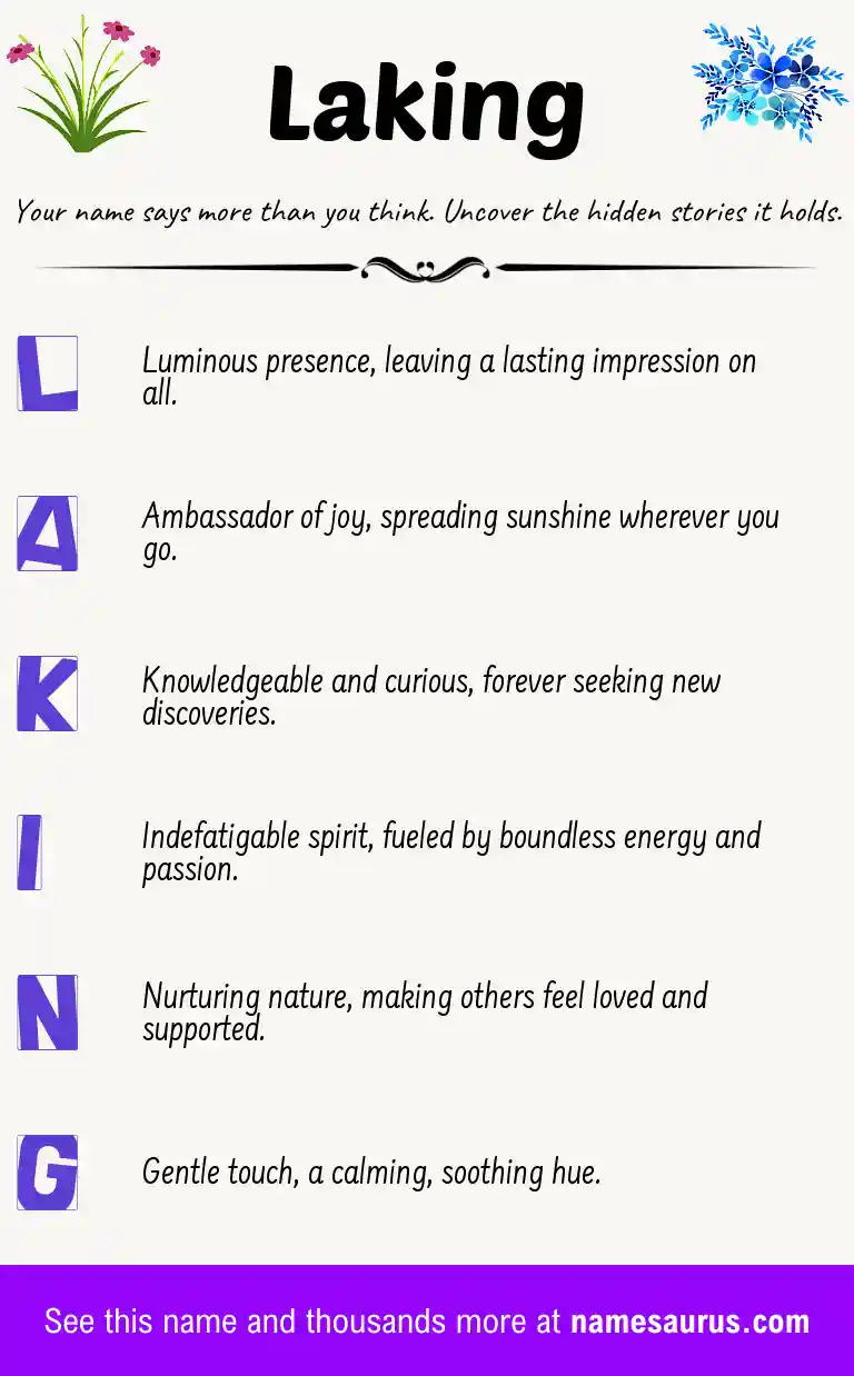 Acrostic poem about Laking.
