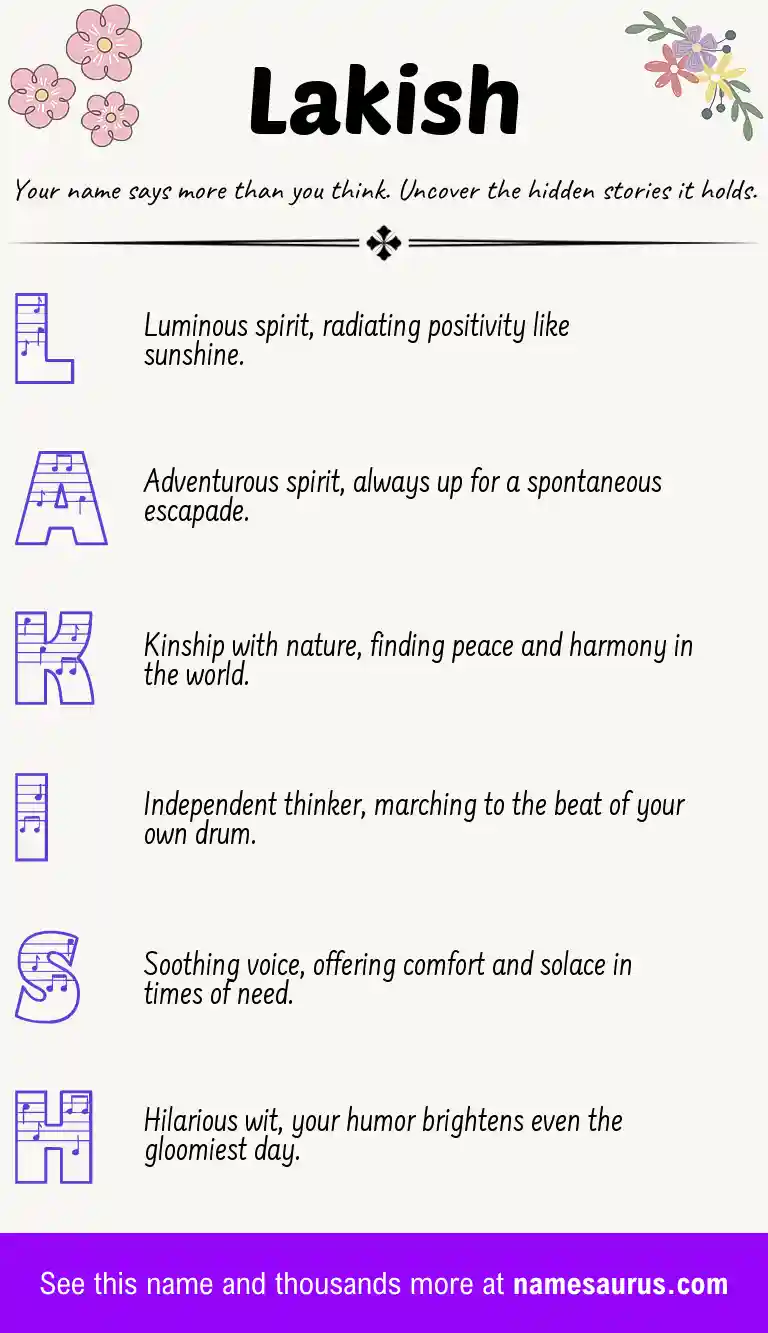 Acrostic poem about Lakish.