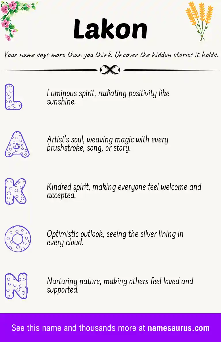 Acrostic poem about Lakon.