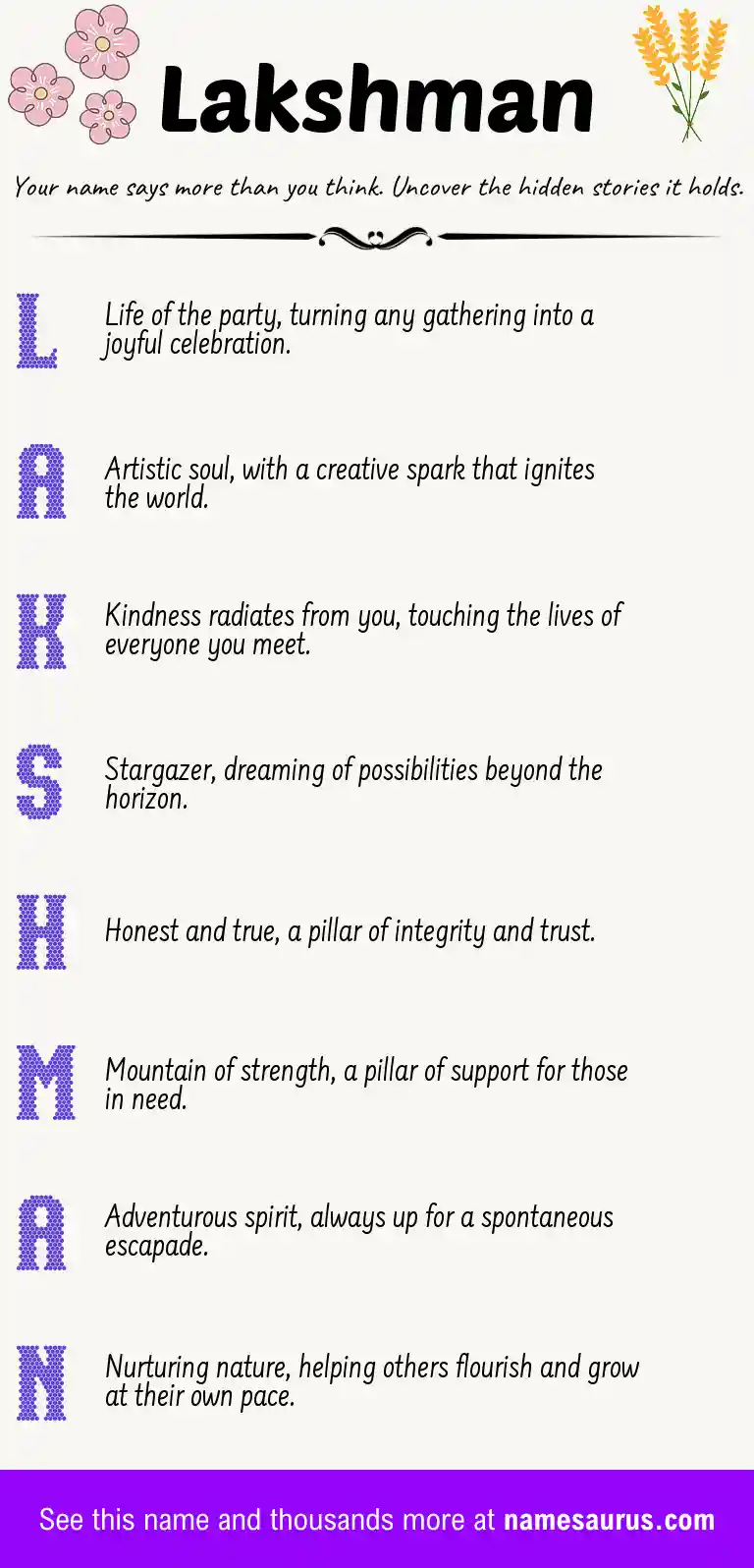 Acrostic poem about Lakshman.