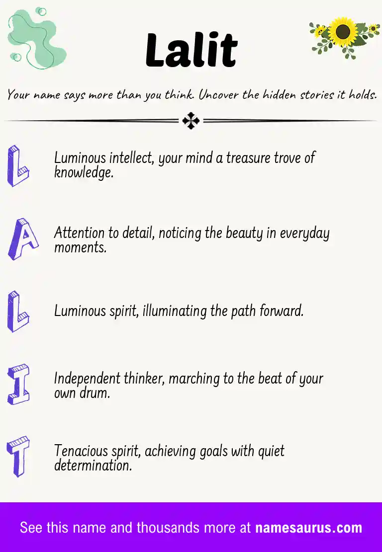 Acrostic poem about Lalit.