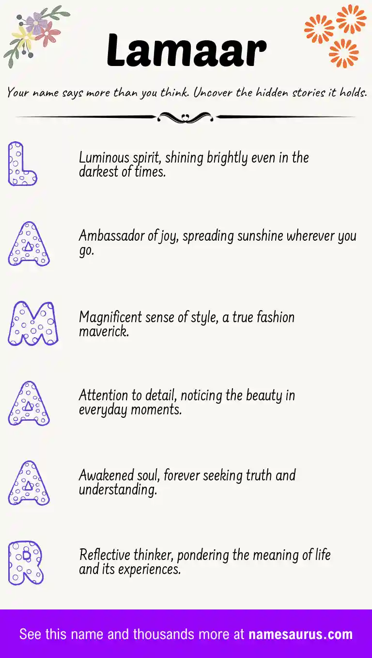 Acrostic poem about Lamaar.