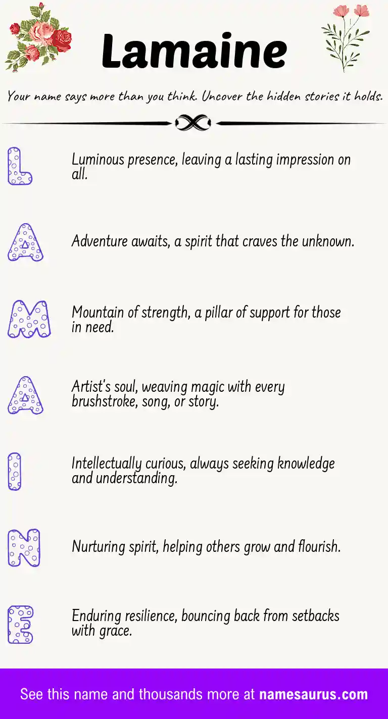 Acrostic poem about Lamaine.