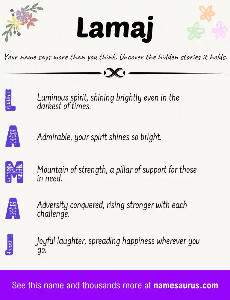 Acrostic poem about Lamaj.