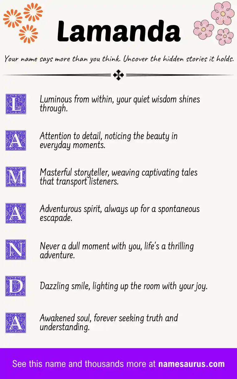 Acrostic poem about Lamanda.