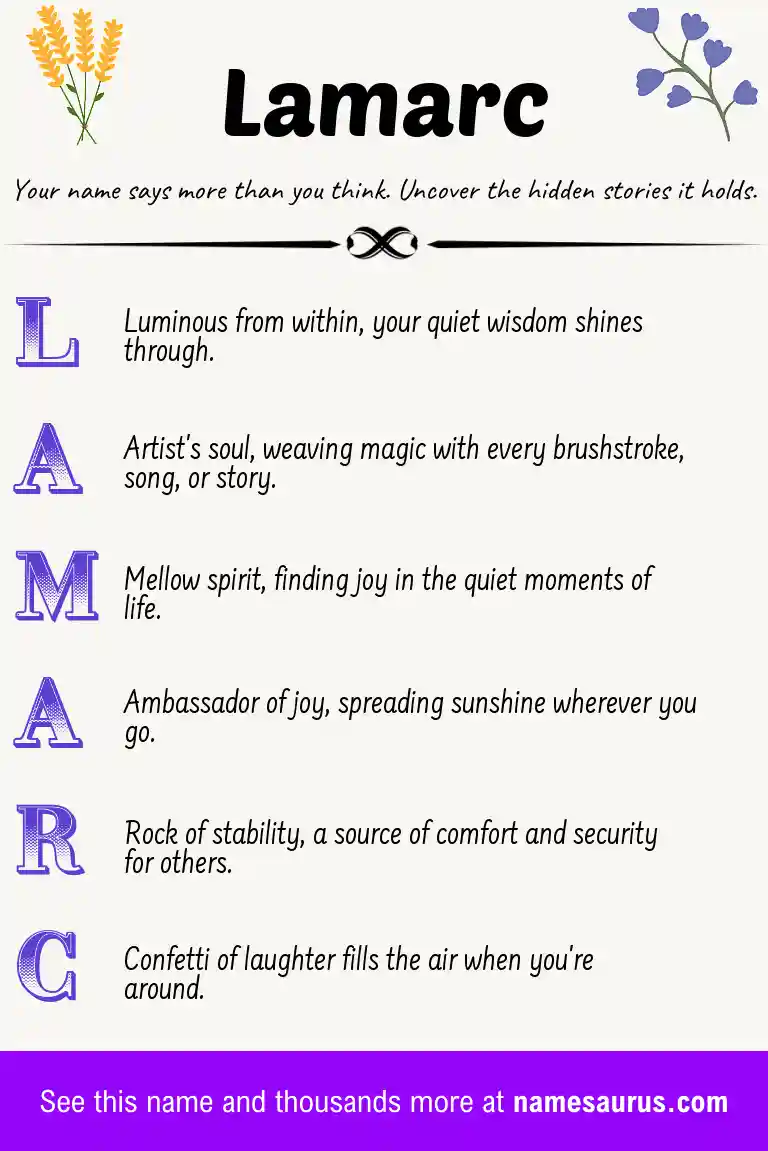 Acrostic poem about Lamarc.
