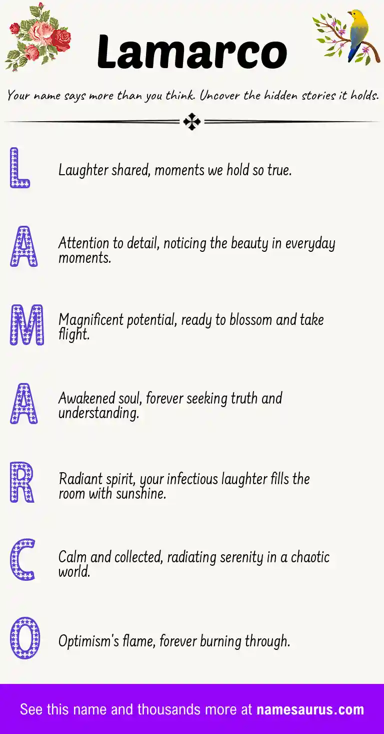 Acrostic poem about Lamarco.