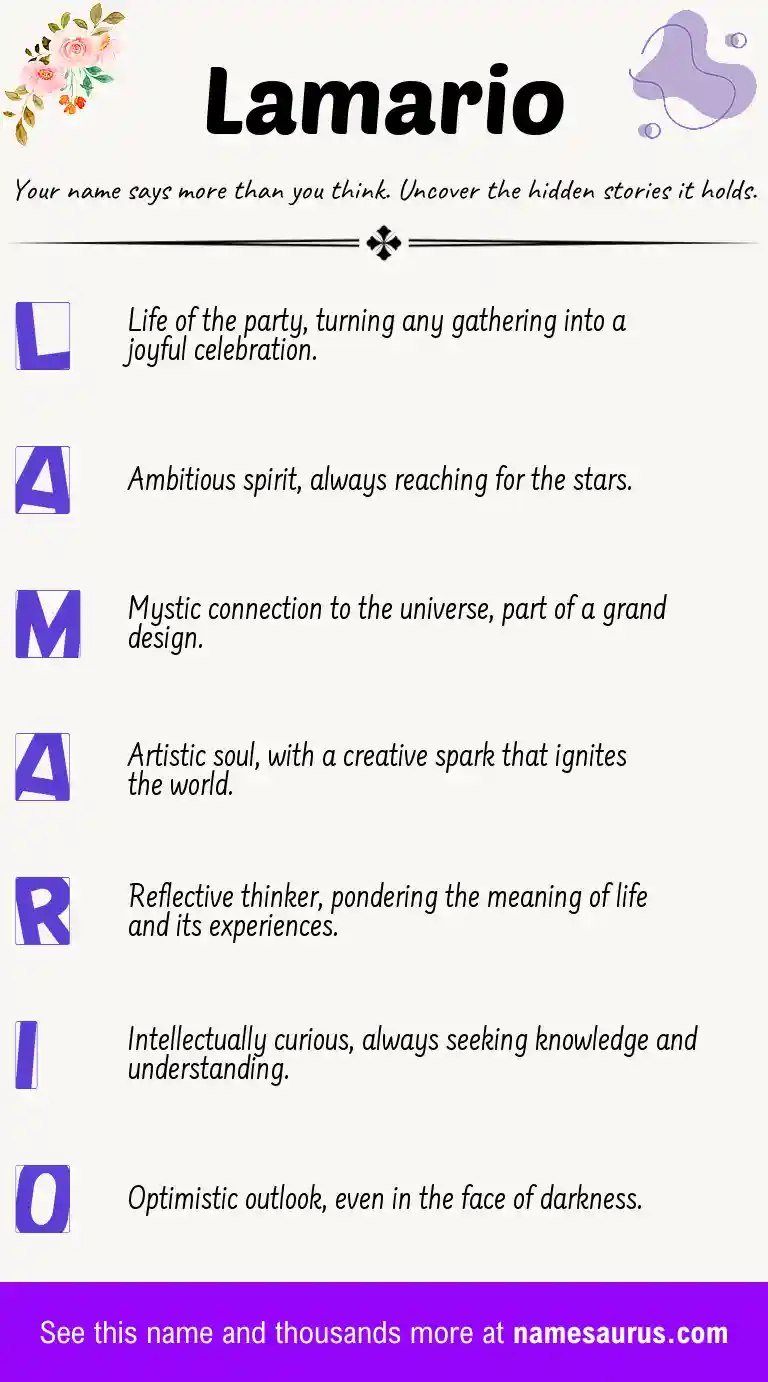 Acrostic poem about Lamario.