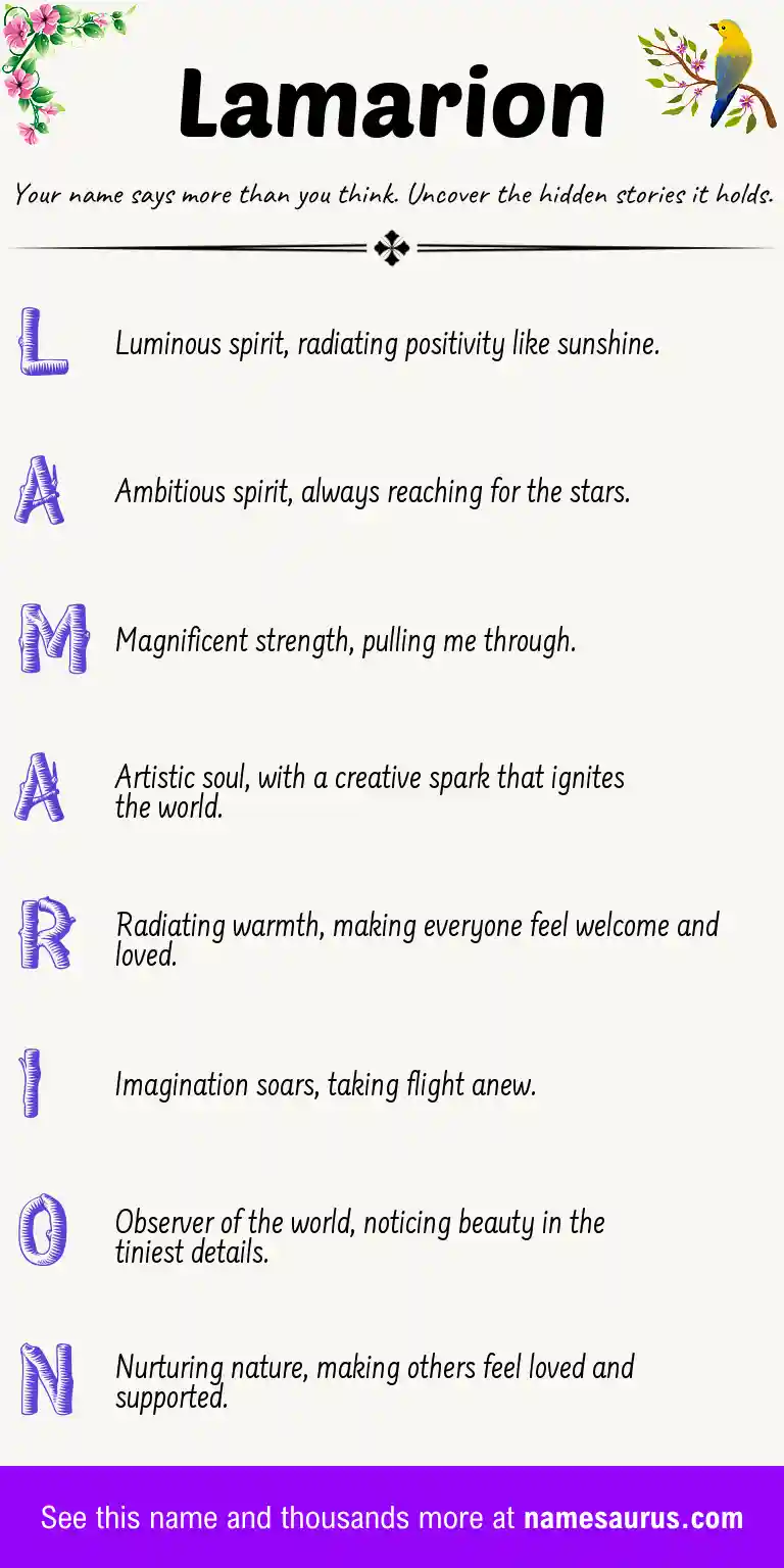 Acrostic poem about Lamarion.