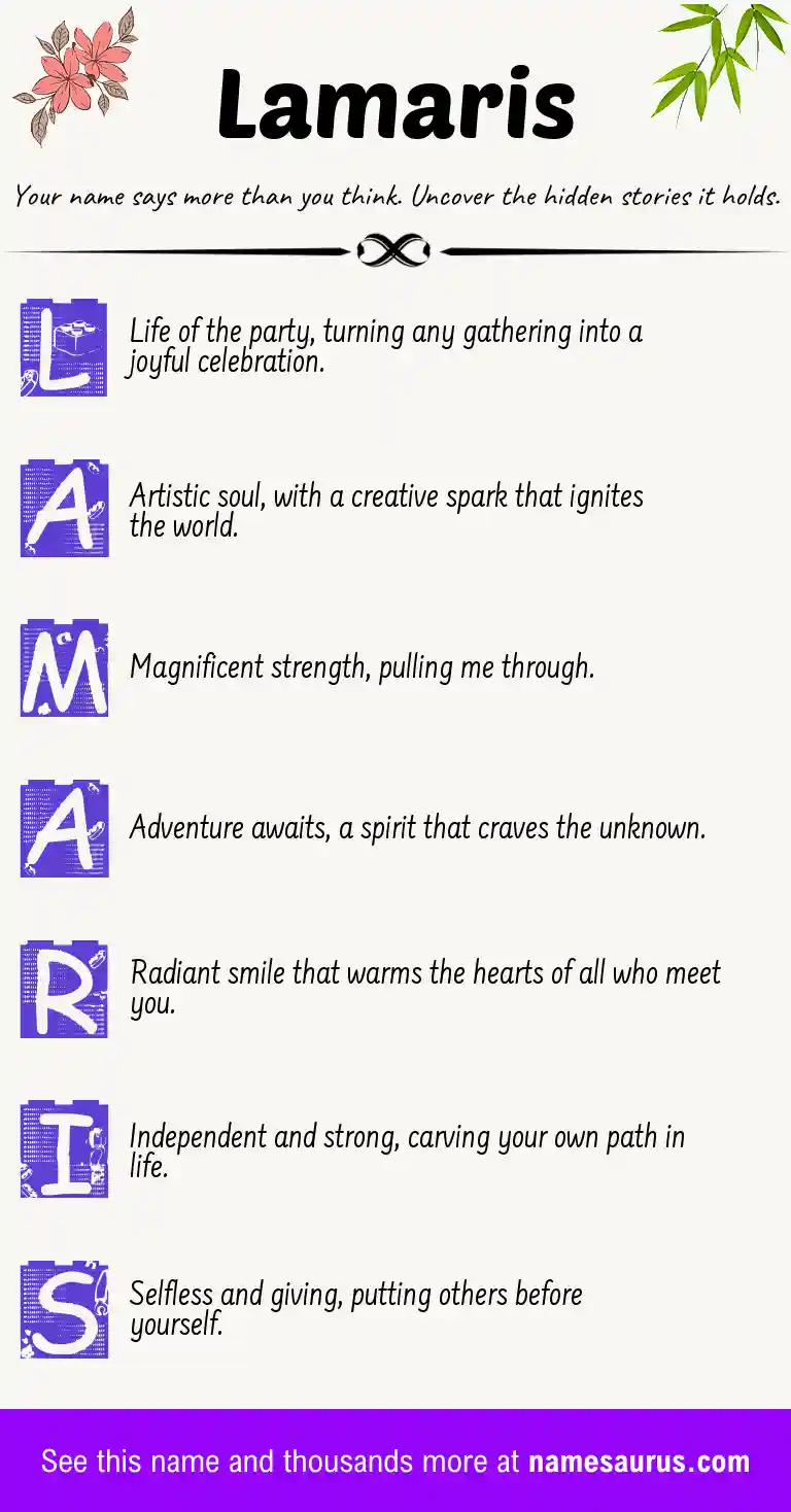 Acrostic poem about Lamaris.