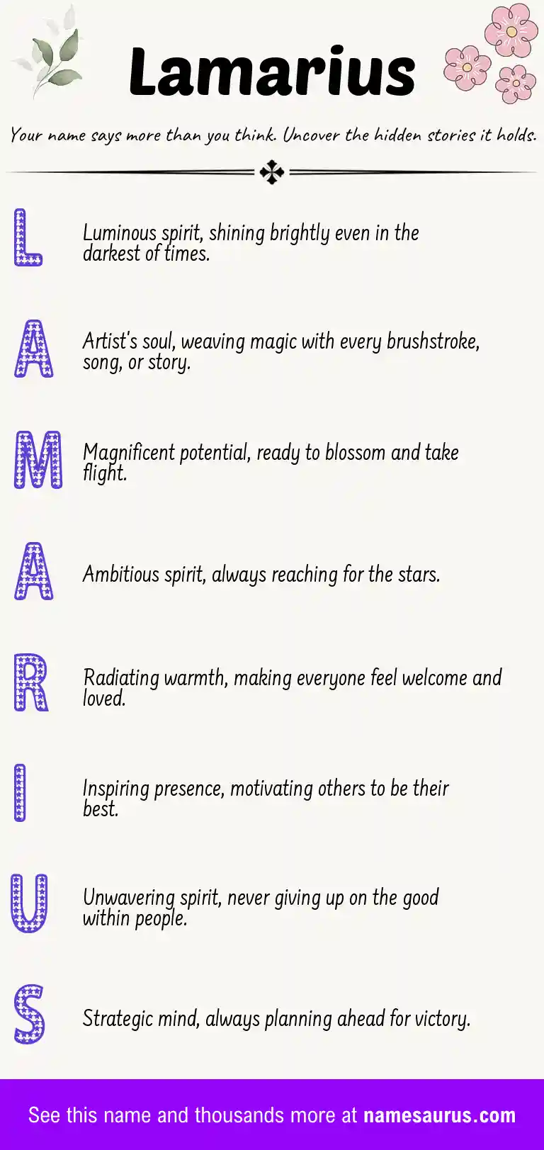 Acrostic poem about Lamarius.