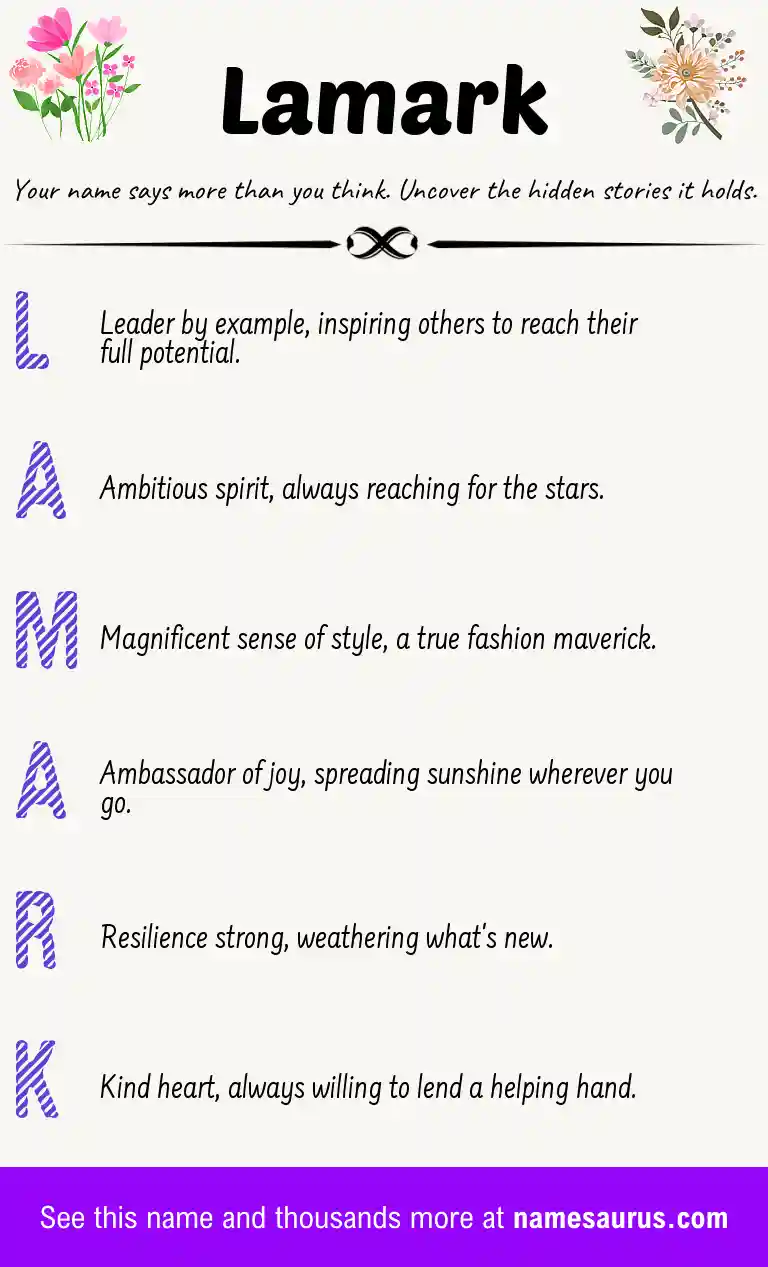 Acrostic poem about Lamark.