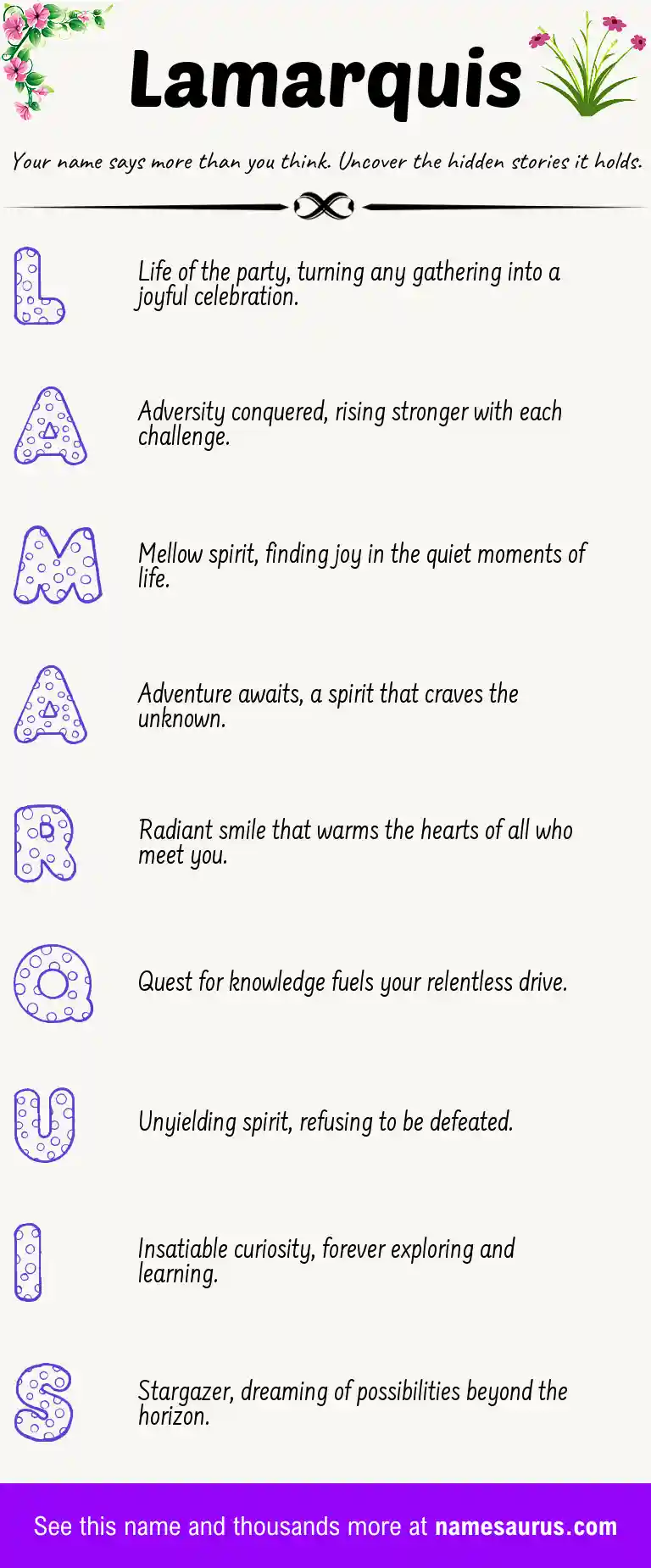Acrostic poem about Lamarquis.