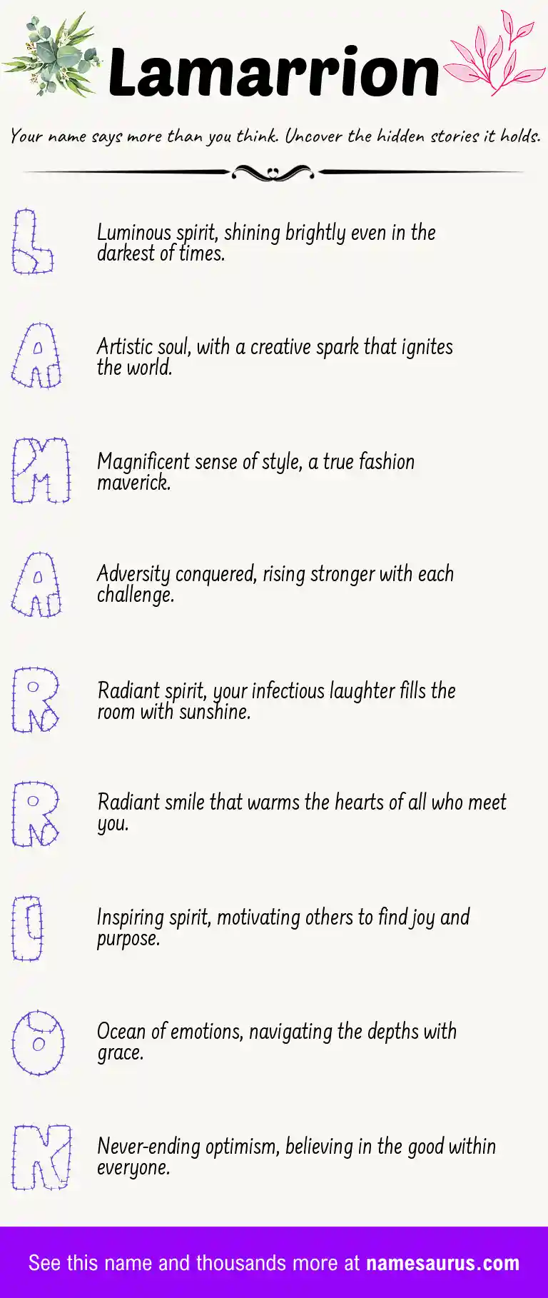 Acrostic poem about Lamarrion.